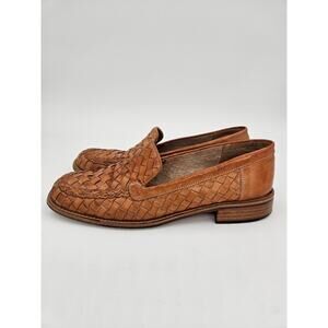 Sesto Meucci Brown Woven Leather Slip On Loafers Made in Italy - 7.5 N